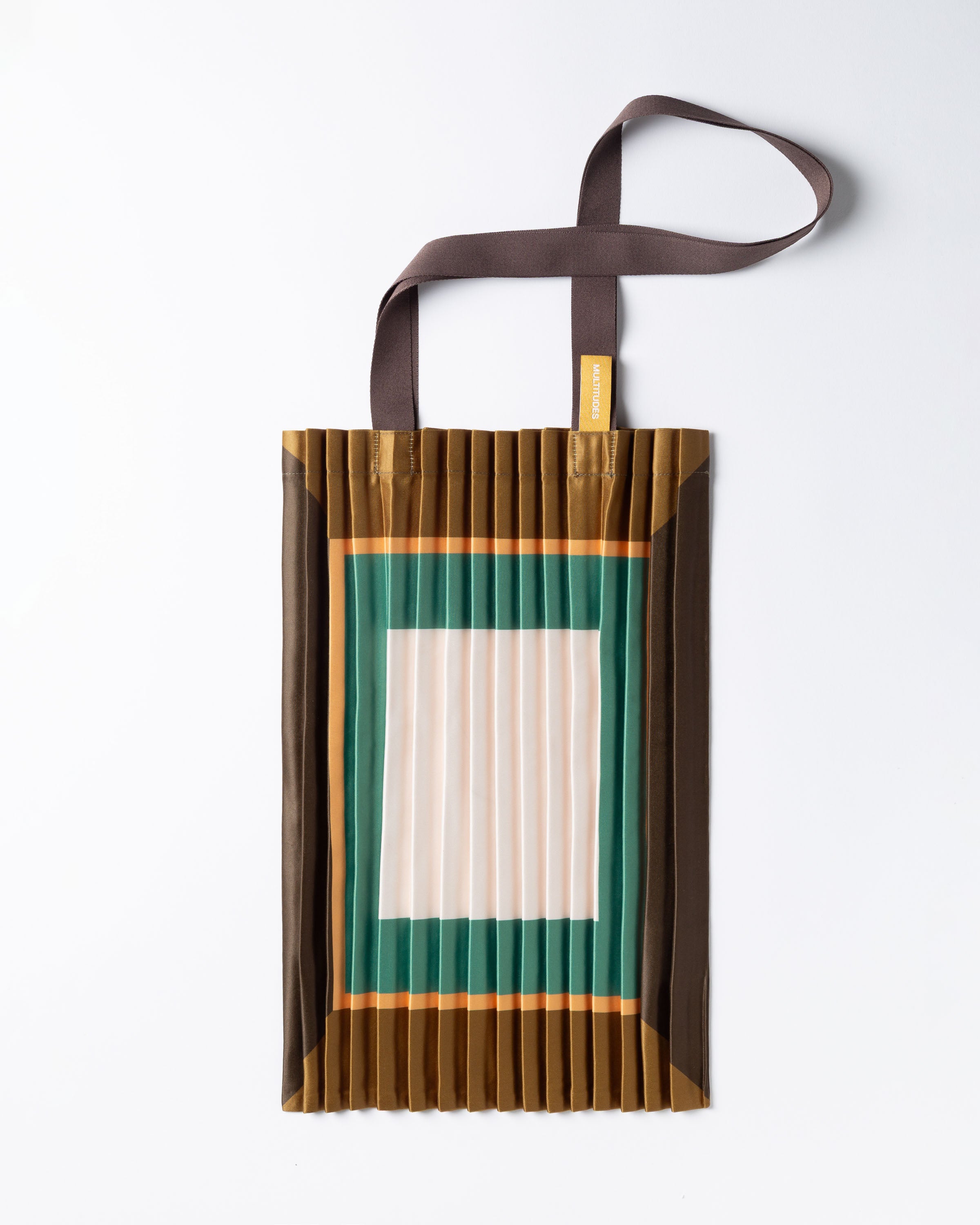 Tote bag Cefalù di Multitudes. Colore marrone, verde smeraldo e bianco. 
