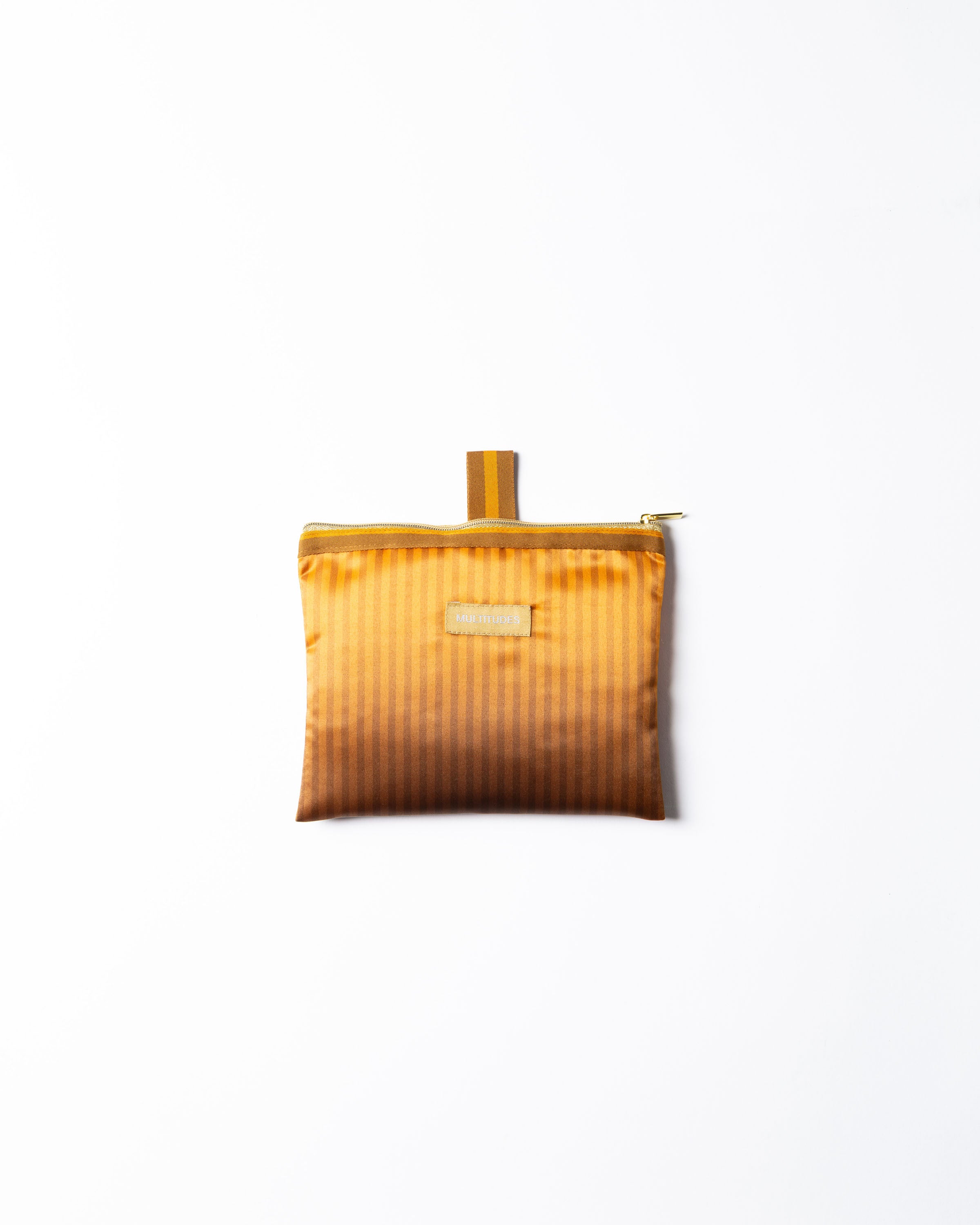 Pochette in tessuto Cameron di Multitudes gialla. Con zip e passante per gancio.